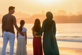 keluarga liburan ke pantai