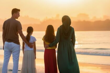 keluarga liburan ke pantai