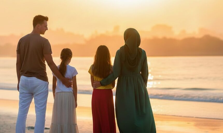 keluarga liburan ke pantai